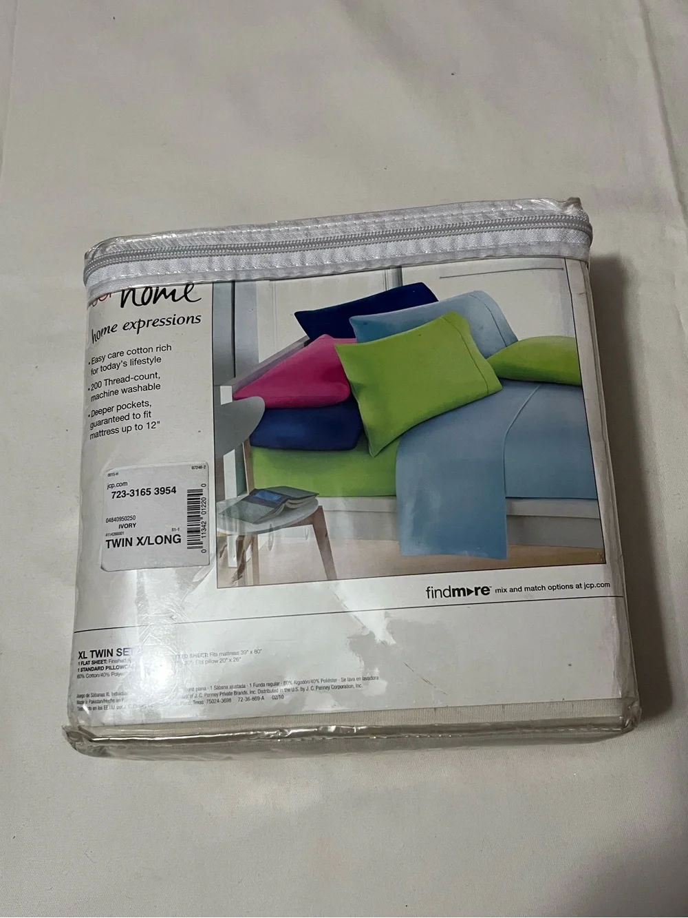 Expressions Twin XL Solid Ivory Sheet Set
